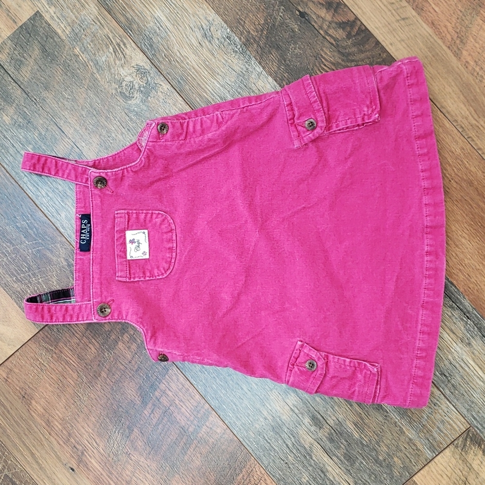 Chaps Pink Corduroy Pinafore Overall Dress, Size 18 Months
